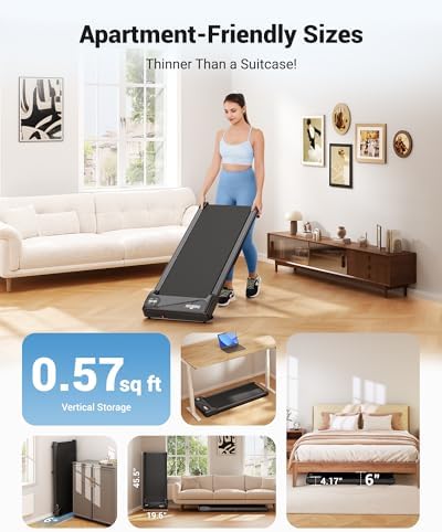 THERUN Walking Pad Treadmill Under Desk, Portable Mini Treadmill for Home/Office, Walking Pad Treadmill 2.5HP, Walking Jogging Machine with 265 lbs Weight Capacity Remote Control LED Display