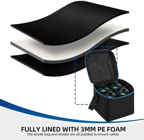 1 LB Propane Tank Storage Bag with Padding, Mini Propane Cylinder Carry Case to Hold 4 Pcs Small Gas Tank, Portable 16 OZ Gas Cylinder Holder with Strap, Bag Only