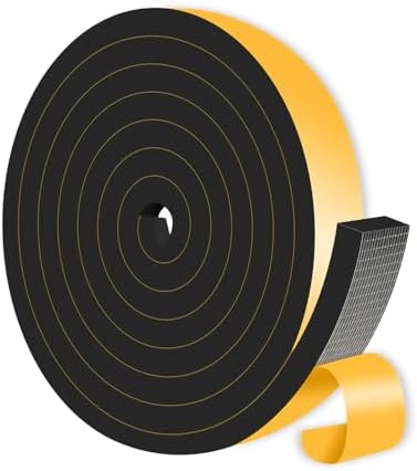 Weather Stripping Door Seal,Weather Stripping,Soundproof,Cold Insulation,High Density CR Foam Insulation Tape for Door, Front Door Frame, Windows,Sliding Door (Black, 1 in x 1/2 in x 13Ft)