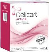 Gelicart Action Colágeno Hidrolizado 30 Sobres x 20 g. Suplemento Alimenticio en Polvo para Reconstruir. Sin Lactosa, Sin Azúcar, Sin Grasa y 100% Natural 1 Sobre al Día para Adultos Mayores a 12 Años