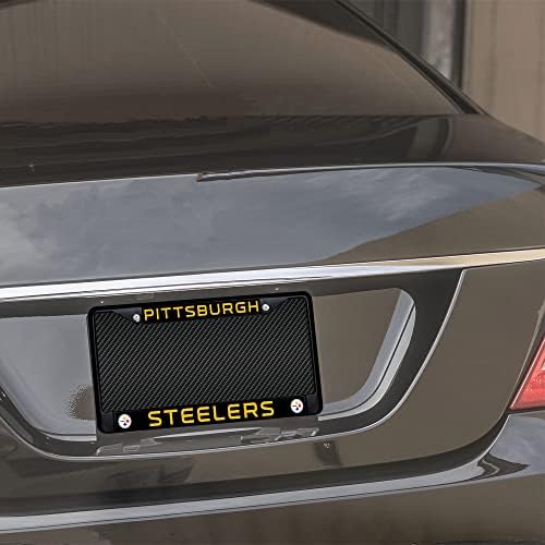 Rico Industries NFL Football Primary Black Chrome Frame with Plastic Inserts 12" x 6" Car/Truck Auto Accessory