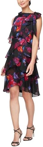 S.L. Fashions Women's Tiered Cocktail Party Dress, Wedding Guest Gown (Petite and Regular Sizes)