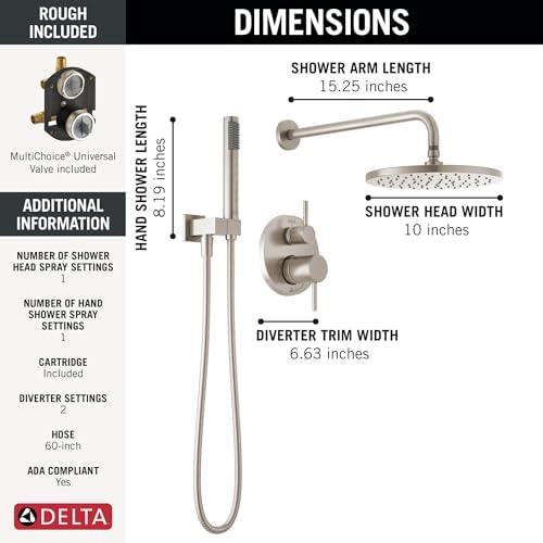 Delta 342702-SP Modern Shower Faucet, Stainless