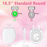 Toddler Toilet Seat with Potty Training Seat Round 16.5inch, 2 in 1 Toilet Seat for Family Built-in Baby Seat Removable, Soft Close + Easy Clean, PP Safe Material, White