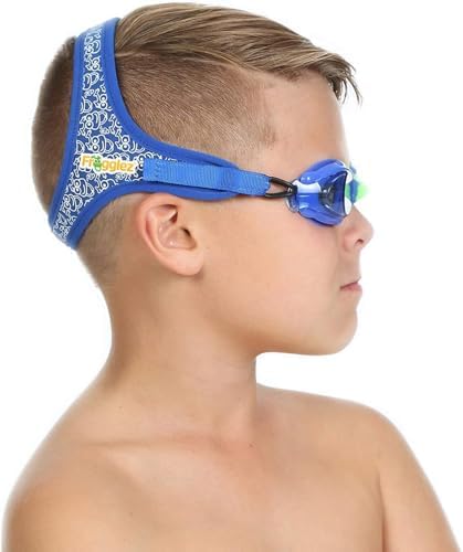 Frogglez Anti-Fog Swimming Goggles for Kids Under 10 (Ages 3-10) Recommended by Olympic Swimmers; Premium Pain-Free Strap