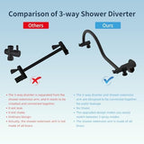 Hibbent All Metal Shower Head, 10'' High Pressure Rainfall Shower Head, Handheld Showerhead Combo, 12'' Adjustable Curved Extension Arm, 7 Sprays, 71'' Shower Hose, Showerhead Holder, Matte Black