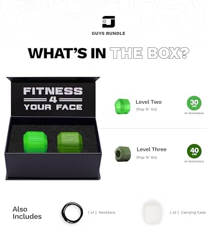 Jawzrsize Pop N Go and Custom Fit Jaw Enhancer Bundles- Jaw, Face, and Neck Exerciser and Toner