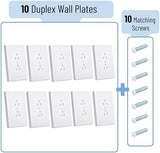 Bates Duplex Wall Outlet Covers - 10 Pack, White Wall Plates