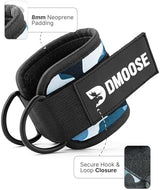 DMoose Fitness Ankle Straps for Cable Machines - One Size Fit with Premium Padding, Glute Kickback Ankle Strap for Women & Men, Cable Attachments for Gym, Booty Workouts, Leg Extension & Hip Abductors