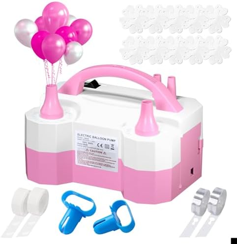 SINBEE Balloon Pump, Balloon Pump Electric, Portable Dual Nozzle Electric Blower Air Pump Inflator for Party Decoration. Faster and Save Time