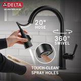 Delta 9113T-BL-DST Essa Kitchen Faucet, Touch2O, Matte Black