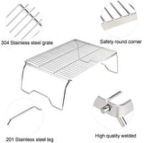 ZORMY 17" Large Folding Campfire Grill, 304 Stainless Steel Firepit Grill Grate, Heavy Duty Portable Camping Grill with Carrying Bag, Gas BBQ Grill Grate for Backpacking, Hiking, Picnics (Large)