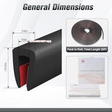 Flexible Self Adhesive U Channel Edge Protector - 1/8" Rubber Trim for Glass, Mirror, Plywood, Steel Panel Sharp Edges - U Shaped Peel and Stick Trim - Black, 20Ft