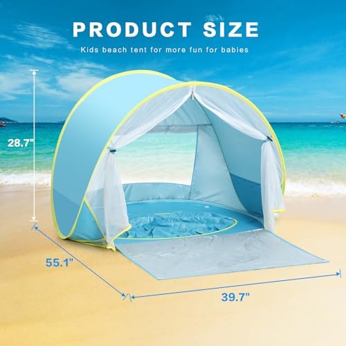 Baby Beach Tent, Pop Up Play Tent for Infants, UV Protection Sun Shelter for Toddlers, Infant Portable Sun Shade