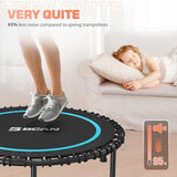 BCAN 450/550 LBS Foldable Mini Trampoline, 40"/48" Adult Fitness Trampoline with Bungees, U Shape Adjustable Foam Handle, Stable & Quiet Exercise Rebounder,Indoor/Outdoor Workout