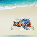 Beach Blanket Sand Proof Waterproof Oversized 100" x 80" Sand Free Mat with Corner Pockets and Mesh Bag for Outdoor, Picnic, Travel, Beach Accessories Portable, Watercolor Turtle