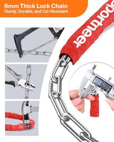 Sportneer Bike Lock: 5 Digit Combination High Security Anti Theft Bike Chain Lock - 3.2/3.6/4ft Heavy Duty Keyless Bicycle Lock for Bike, Motorcycle, Scooter, Door & Gate - 4/6mm Thick, Easy to Use