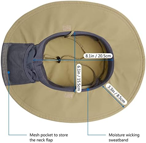 BASSDASH UPF 50+ Sun Fishing Hat Water Resistant with Detachable Neck Flap