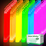 48 Ultra Bright Large Glow Sticks with 48 Black PE String, Multi Use Colourful 6 Inch Glowsticks for Parties, Camping, Emergency Glow Sticks For Blackout, Long-lasting Lighting Waterproof and