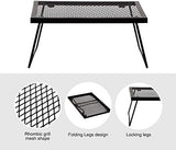 Folding Campfire Grill Grate, Portable Heavy Duty Steel Over Fire Camp Grill for Outdoor Camping Cooking Fire Pit, Black