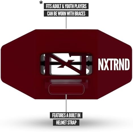 Nxtrnd Two Football Mouth Guard, Football Mouthpiece with Strap, Fits Adult & Youth (Maroon)