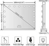 FENCHILIN Vanity Mirror with Lights, Hollywood Lighted Makeup Mirror with 15 Dimmable LED Bulbs for Dressing Room & Bedroom, Slim Metal Frame Design, White