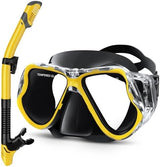 Greatever Dry Snorkel Set,Panoramic Wide View,Anti-Fog Scuba Diving Mask,Professional Snorkeling Gear