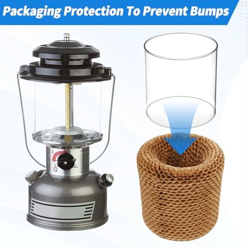 10-Pack Propane Lantern Mantles with Glass Globe: U-Shape & Standard Replacement Parts for Camping Lanterns. Clear Lantern Globe Compatible with Coleman Fuel Lanterns