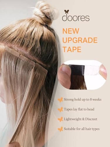 DOORES Tape in Hair Extensions Human Hair, Balayage Dark Brown to Chestnut Brown 50g 20pcs 18 Inch, Human Hair Extensions Natural Hair Extensions Remy Straight Hair Skin Weft