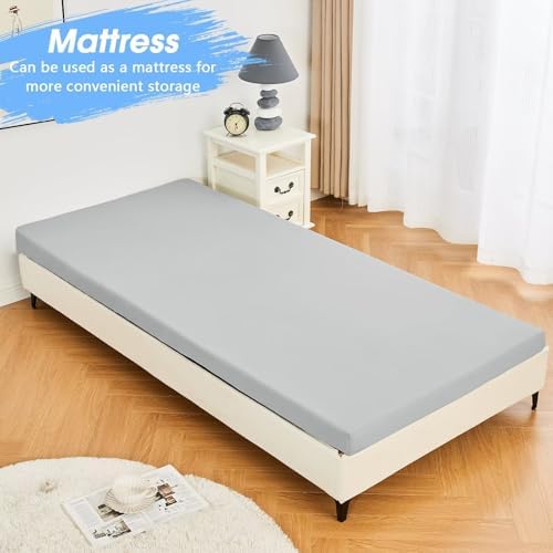 CYMULA Memory Foam Camping Mattress Pad,3inch Sleeping Pad for Camping,Non-Slip Bottom Floor Cot Mattress Bed with Retaining Portable Roll up Mattress Pad Mat for Travel Truck Guest Bed Tent