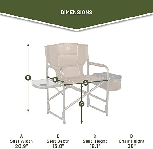 TIMBER RIDGE Folding Camping Chair with Cooler Bag, Director Chair Foldable with Side Table for Adults, Camp Chairs for Outdoor, Lawn, Sports, Fishing, Heavy Duty Supports 300lbs, Earth Brown