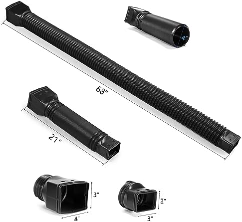 Black-2pack Rain Gutter Downspout Extensions Flexible, Drain Downspout Extender,Down Spout Drain Extender, Gutter Connector Rainwater Drainage,Extendable from 21 to 68 Inches