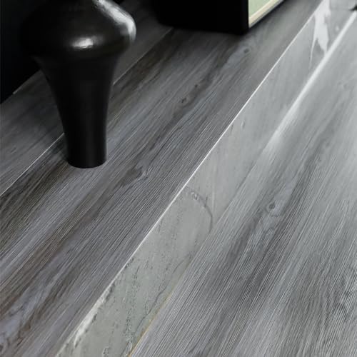 Wood Grain Peel and Stick Floor Tiles – 11.8” Width, Full Roll Length of 394" – Versatile Design for Any Space, Grey Self Adhesive Vinyl Flooring, Waterproof and Non-Slip Features