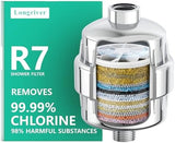 R7 Shower Filter High Put Shower Water Filter for Hard Water 99.99% Remove Chlorine, Heavy Metals, Shower Water Softener, Improve your skin and hair, Bathroom Fixture Hardware Parts, Chrome