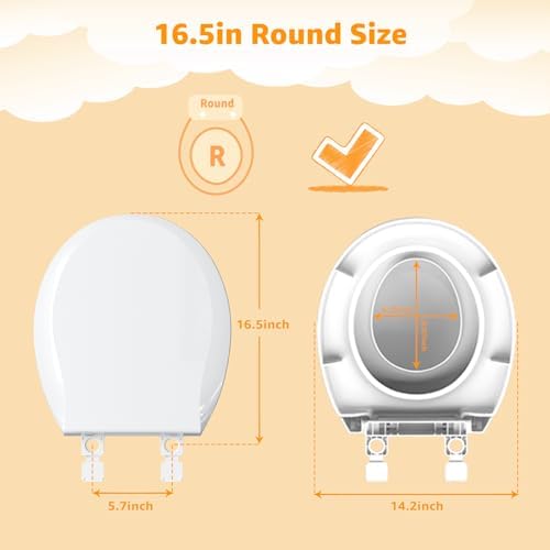 Potty Training Seat Built-in Toilet Seat, Round Toilet Seat 16.5inch with Baby Seat 2 in 1 Soft Close Quiet No Slapping, Magnetic Absorption, Easy Installation for Bottom Fixing Toilet