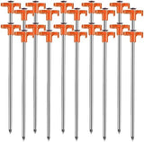 Tent Stakes, 20PCS Heavy Metal Tent Pegs, Professional Camping Tools for Outdoor Trips, Suitable for Strong Winds and Various Ground Tent Pegs, Designed for Camping (20, Red)
