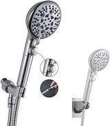 Handheld Shower Head with On Off Switch 8-Mode High Pressure Showerhead with 79 Inches Extra-long Stainless Steel Hose and Bracket PLUS Extra Low-Reach Adhesive Wall Mount for Kids,Silver…