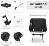 CAMEL CROWN Portable Camping Chair Folding Compact Lawn Lightweight Backpacking Chair with Carry Bag for Outdoor Hiking Beach Travel Picnic Festival Black