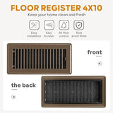 Floor Register 4x10, Floor Vent Covers, Heavy Duty Steel Walkable Floor Vents, for Sidewall and Floor, Brown 10 Pack