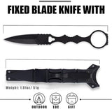 Portable Fixed Blade Knife With Sheath 440c Steel Blade Camping Knife Outdoor With Kydex Sheath In Black And White (Black)