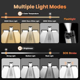 CAVN Rechargeable 10000mAh Camping Lights with Stand 6.5 ft Max Height, Portable Cordless LED Work Light 2200 Lumens 6500/4500/3500K Dimmable Camping Essentials Gear with Detachable Tripod, Black