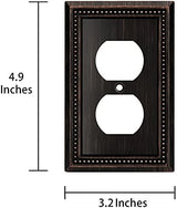 Henne Bery Sunken Pearls Heavy Duty Decorative Wall Plate Switch Plate Outlet Cover (Single Duplex, 3 Pack, Aged Bronze)