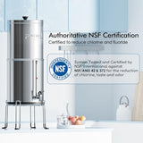 Purewell 8-Stage 0.01μm Ultra-Filtration Water Filter System, 304 Stainless Steel Countertop System with 4 Filters, Metal Water Level Spigot and Stand, Reduce Fluoride and Chlorine, 2.25G, PW-OB-CF