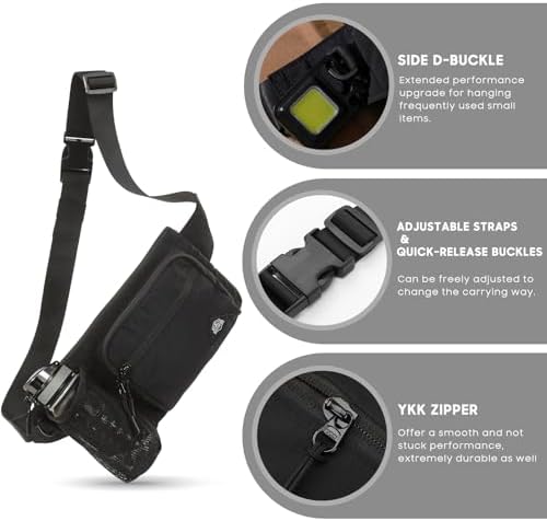 Waist Pack with Water Bottle Holder for Men Women Waist Bag Running Waist Pack Waterproof for Outdoor Travel Cycling Climbing Walking Fit All Phones (Bottle Not Included)(Black)