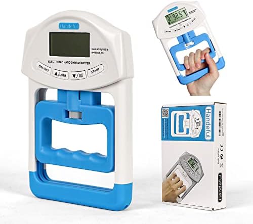 Handeful Grip Strength Tester Trainer - Dynamometer Handgrip Measurer Meter, Handheld Strengthener Exerciser for Sports, School, and Home Use (198Lbs / 90Kgs)