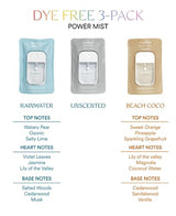 Touchland Power Mist Hydrating Hand Sanitizer Spray, DYE FREE 3-PACK (Rainwater, Unscented, Beach Coco), 500-Sprays each, 1FL OZ (Set of 3)