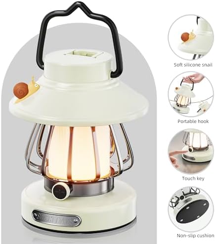 HOMY New Gear lamp for Kids Set Toddler Flashlight Convenient LED Light Rechargeable Battery Operated Outdoor Indoor Essentials Table Portable Night Light White Snail Electric Camping Lanterns Gift