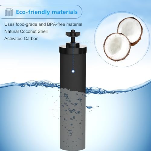 NSF/ANSI 42 Certified Black Purification Elements, for BB9-2® Water Filters Replacement, Compatible with Berkey Gravity Filtration System, Replacement for Berkey Black Filter, Pack of 2