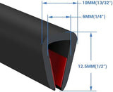 Rubber Edge Trim, Self-Adhesive Rubber Edge Protector for 1/4" Mirror and Flexiglass, EPDM Material, Fit 1/4"(6mm), Length 20Ft, Black Color, U Channel Edge Trim