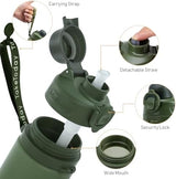 Collapsible Water Bottles 20oz, Leak Proof, BPA-Free, Foldable Silicone Travel Water Bottle with Straw Strap for Cycling, Hiking, Outdoors